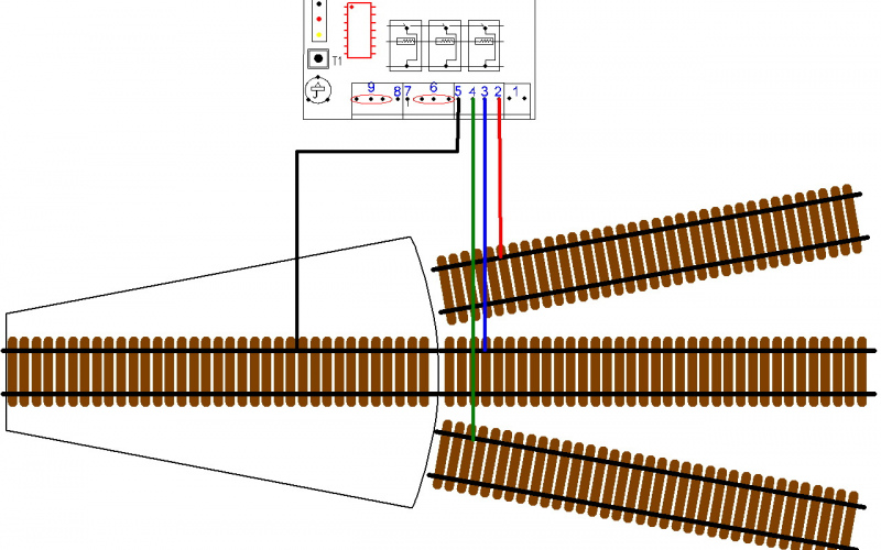 1.3.4 Steuermodul für den Servo einer Segment - Drehscheibe mit Fahrstromzuschaltung, 3 Abgänge