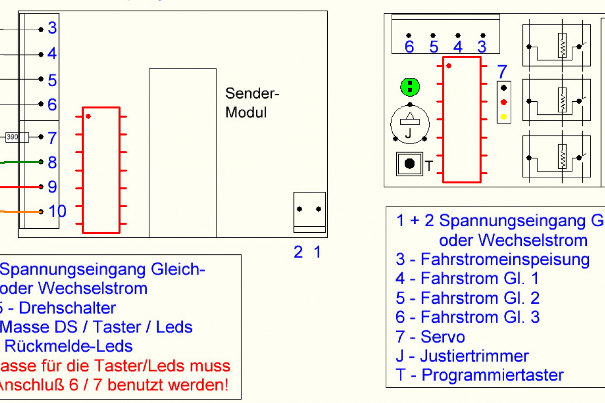 7.2.1 Funksteuerung für den Servo einer Segmentdrehscheibe m Fahrstromzuschaltung